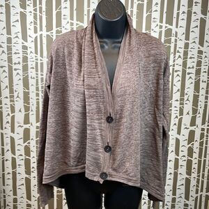 Hinge Lagenlook oversized cropped button up cardigan sweater